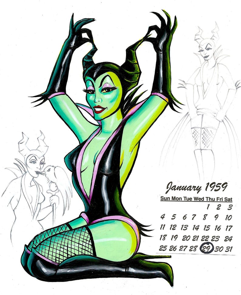 794x973 Maleficent Calendar Girl Original Painting Etsy