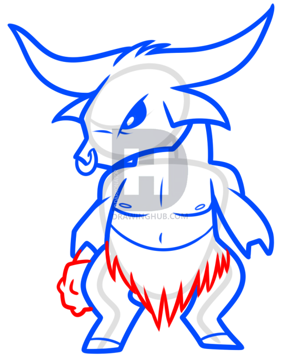 609x720 How To Draw A Chibi Minotaur, Step