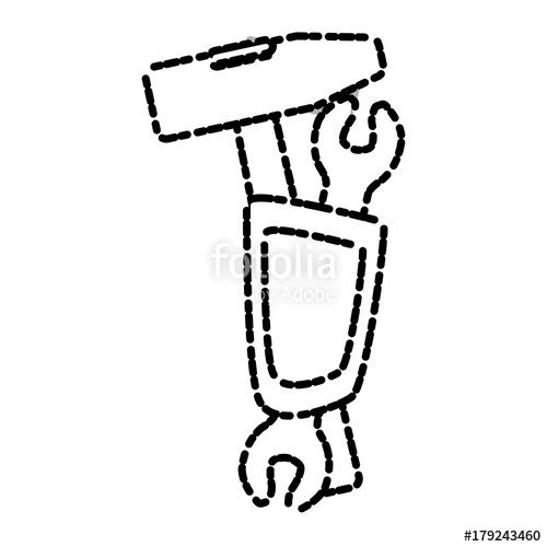 500x500 Mallet And Wrench Tools Icon Vector Illustration Graphic Design