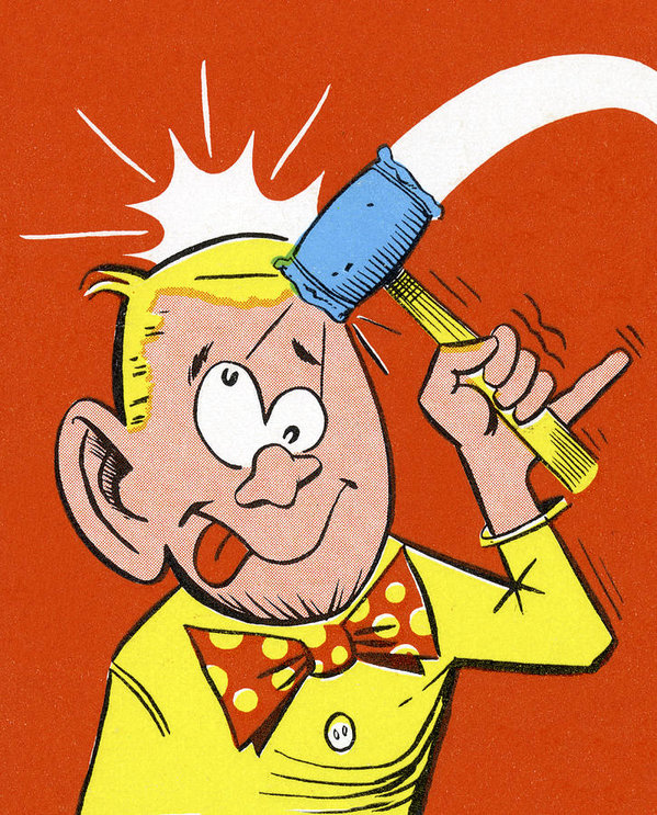 599x743 Man Hitting Himself With A Mallet Art Print