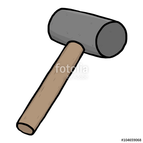 500x500 Mallet Hammer Cartoon Vector And Illustration, Hand Drawn Style
