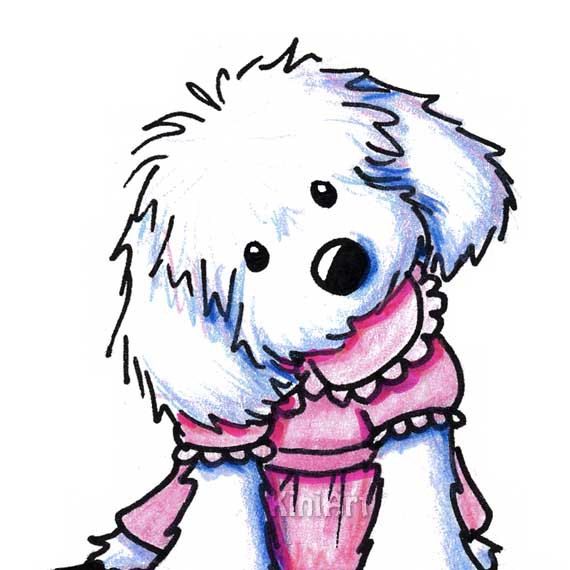 570x570 Matted Original Art Maltese Dog Aceo Illustration In Art
