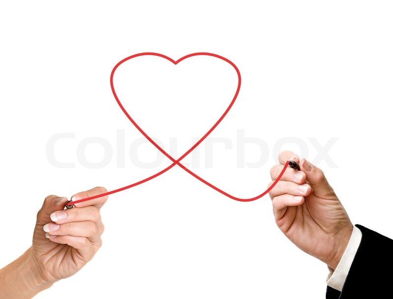 800x608 Man And Woman Drawing Heart Stock Image Colourbox