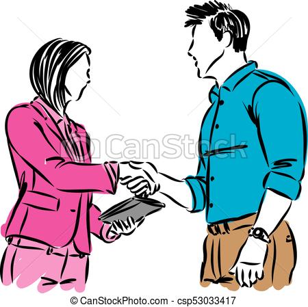 450x449 Man And Woman Shaking Hands Vector Illustration
