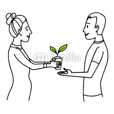 400x400 Woman Giving A Pot With Plant To A Man Lifestyle Situation
