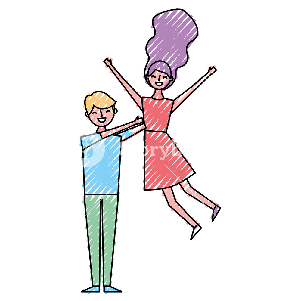 1000x1000 Happy Man With Woman Relationship Romantic Vector Illustration