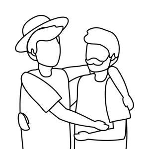 300x300 Men Hugging Cartoon Royalty Free Vectors
