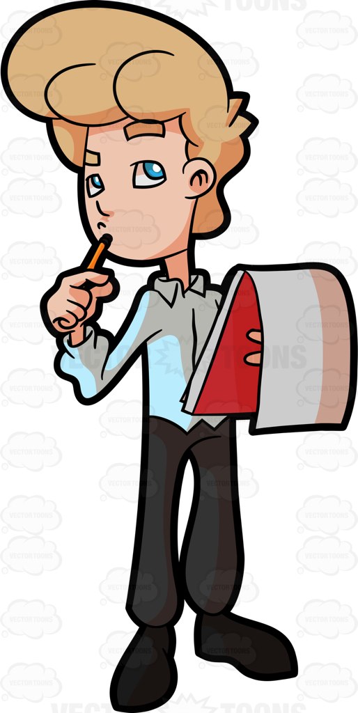 514x1024 Thinking Man Clipart A Man Thinking About Which Object To Draw