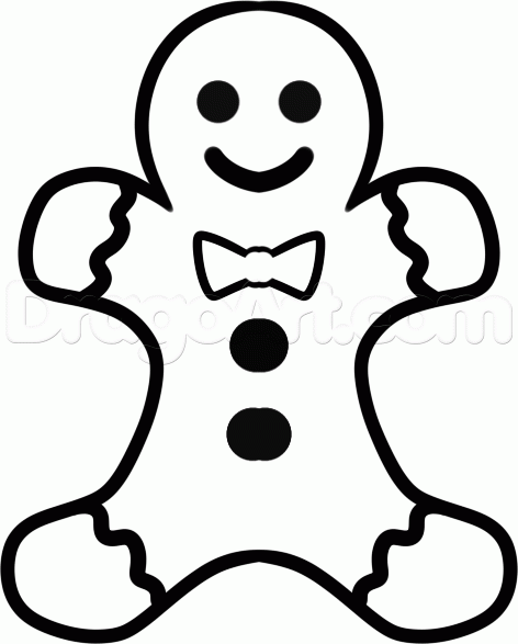 472x587 How To Draw A Gingerbread Man Easy, Step