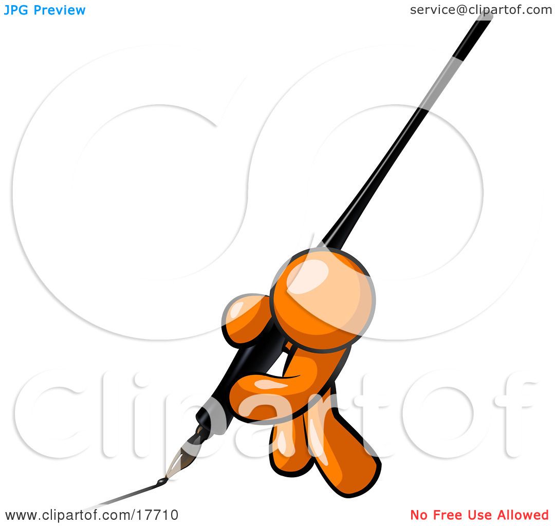 1080x1024 Clipart Illustration Of An Orange Man Drawing A Line With A Large