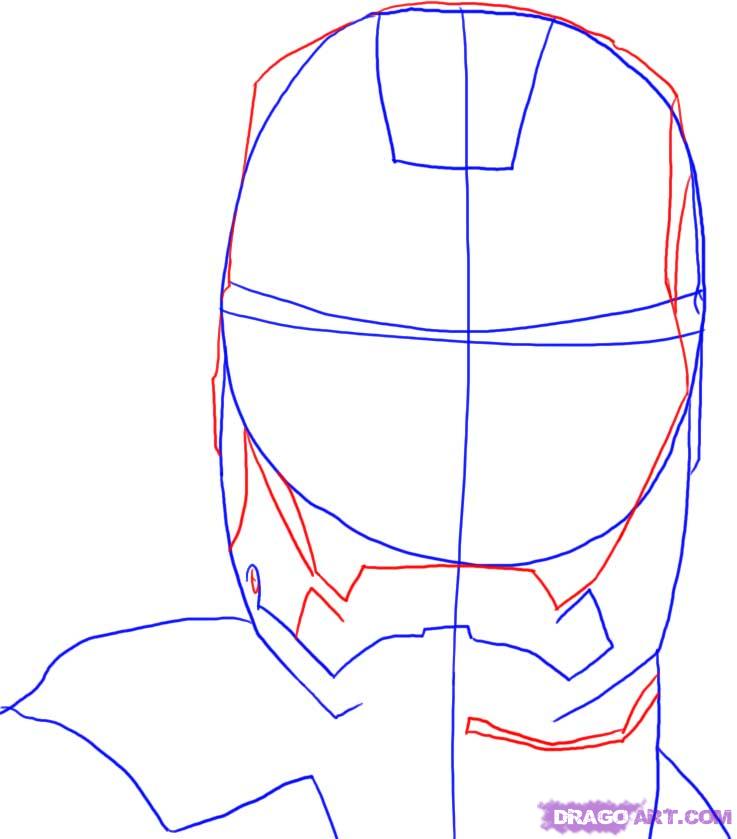 737x839 Draw Iron Man Mask, Step
