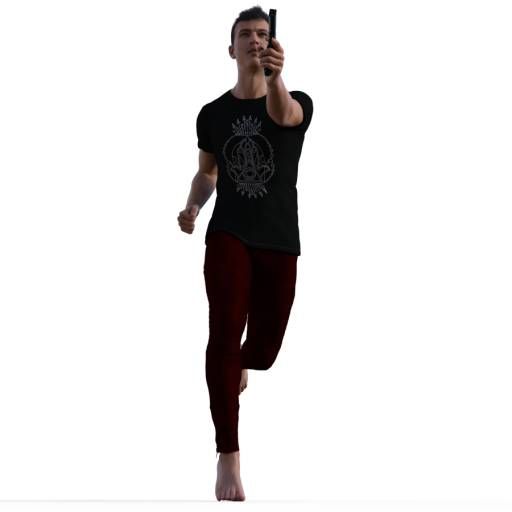 512x512 figure drawing poses of a lean athletic man with two pistols