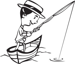 300x257 Illustration Of A Man With Fishing Pole Royalty Free Stock Image