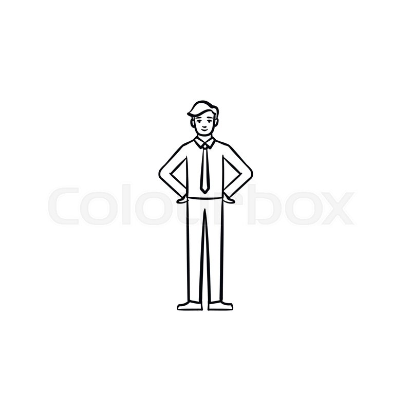 800x800 A Man In A Suit And A Tie Hand Drawn Stock Vector Colourbox