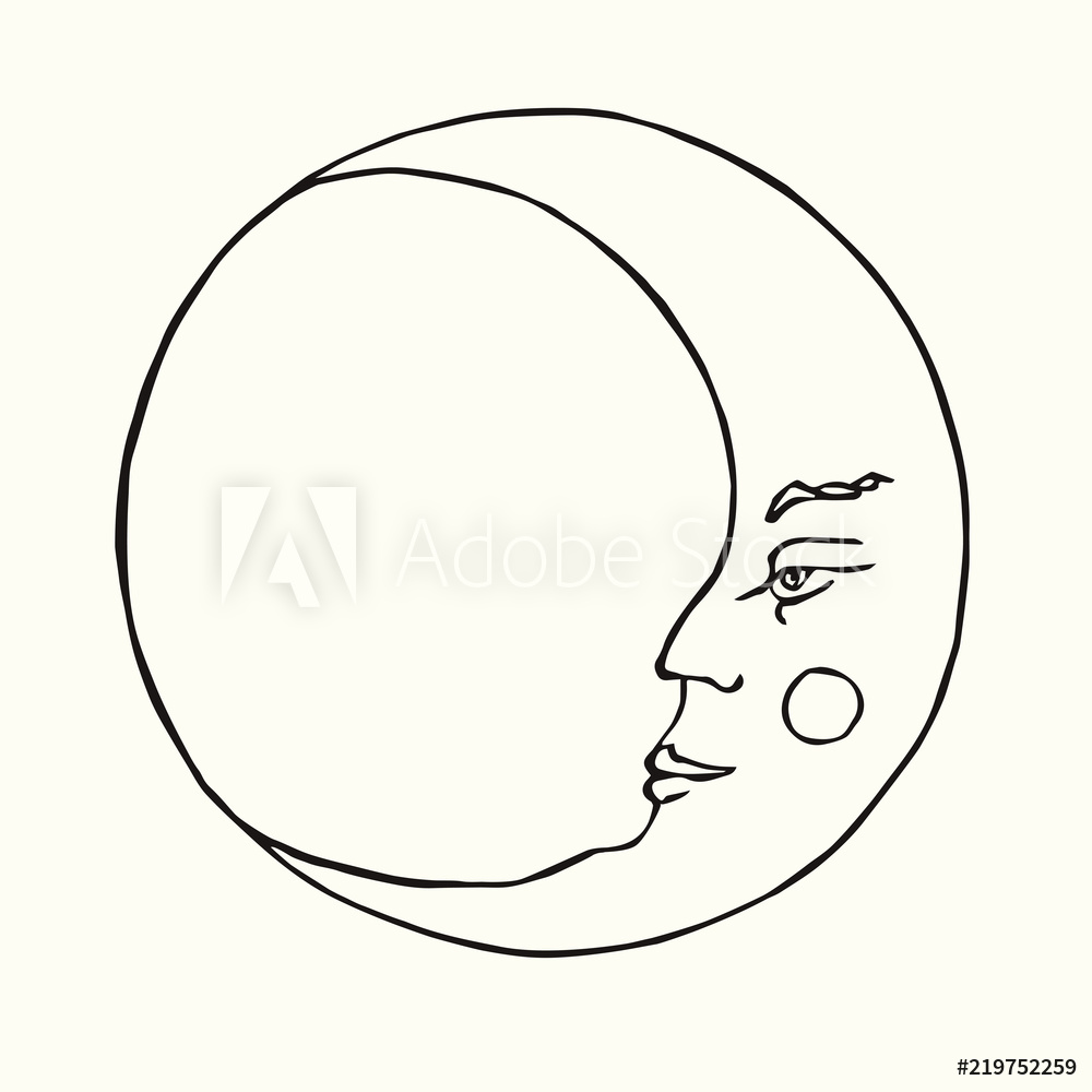 1000x1000 Photo Art Print The Moon With Young Face Of Beautiful Man, Old