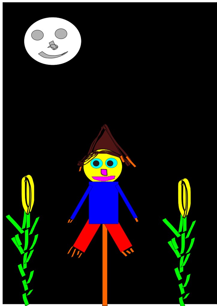 724x1023 Scarecrow And The Man In The Moon Drawing With Inkscape