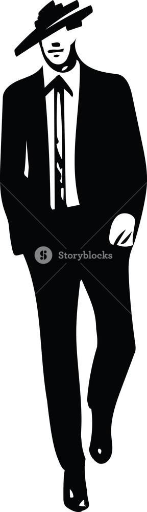 288x1000 Drawing Of Elegant Young Fashion Man In Tuxedo Posing Vector