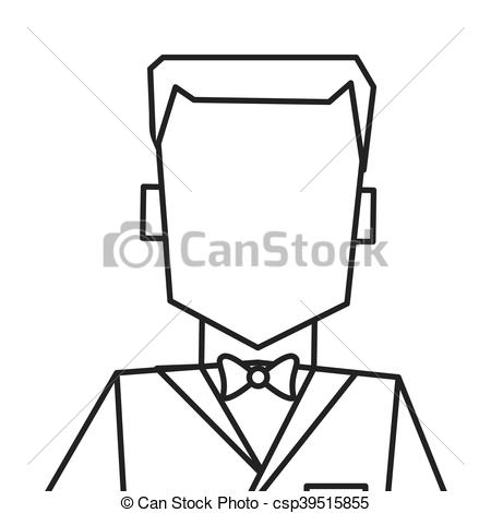 450x470 Flat Design Man With Tuxedo Portrait Icon Vector Illustration