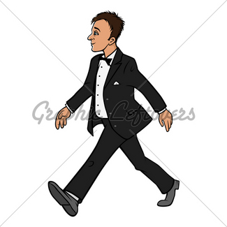 325x325 Man Tuxedo Walking Black Gl Stock Images