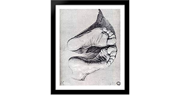 600x350 Feet Of A Kneeling Man Large Black Wood Framed