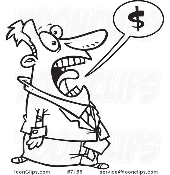 581x600 Cartoon Black And White Line Drawing Of A Business Man Shouting