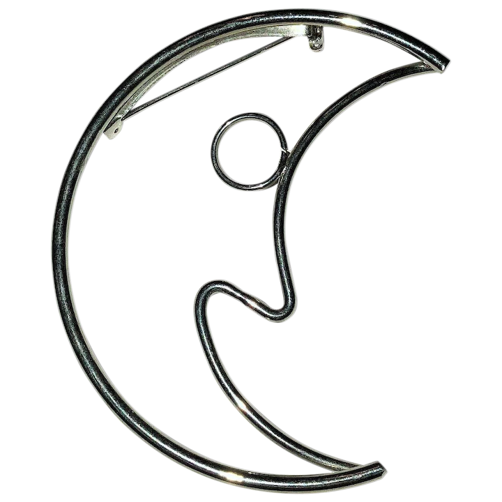 720x720 Man On The Moon Silvertone Pin Brooch Toby The Golden Hero