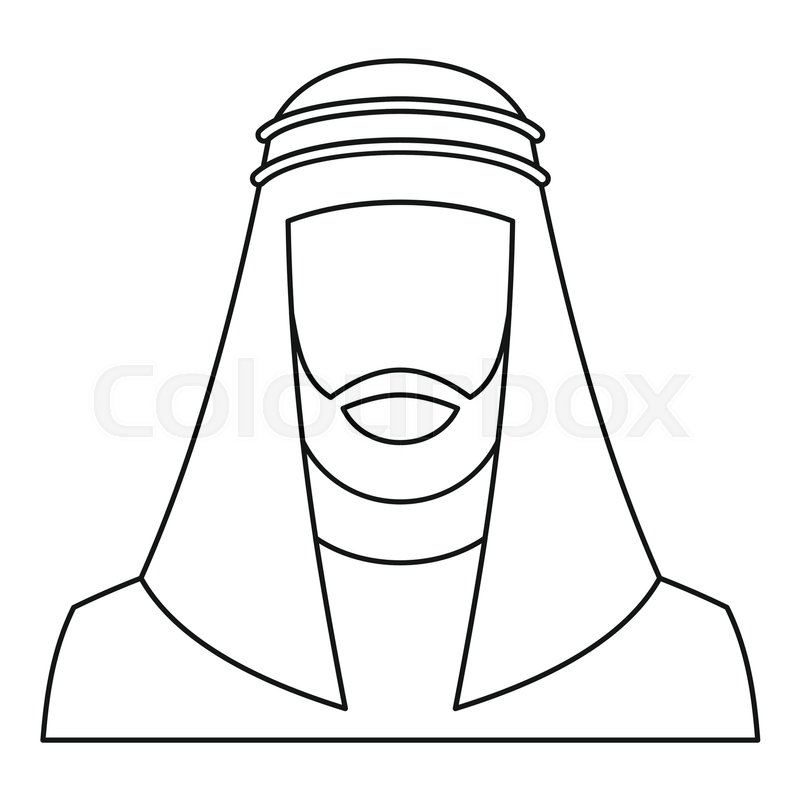 800x800 Arabic Man Icon Outline Illustration Stock Vector Colourbox