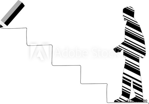 500x349 Man Is Climbing Career Ladder Pencil Drawing Stairs Concept