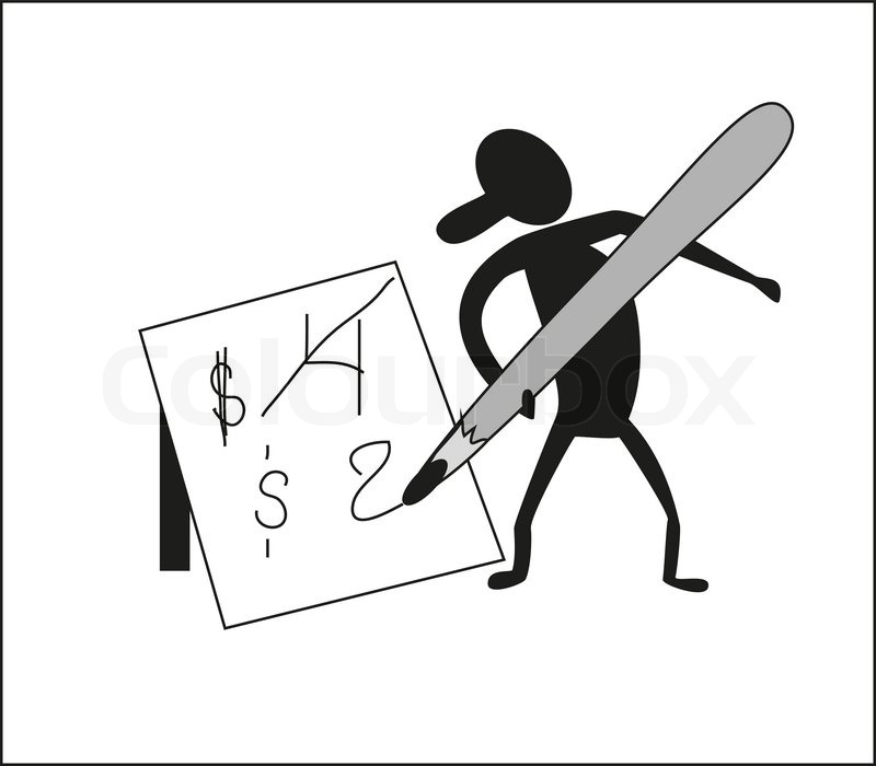 800x700 Man With A Pencil Black And White Stock Vector Colourbox