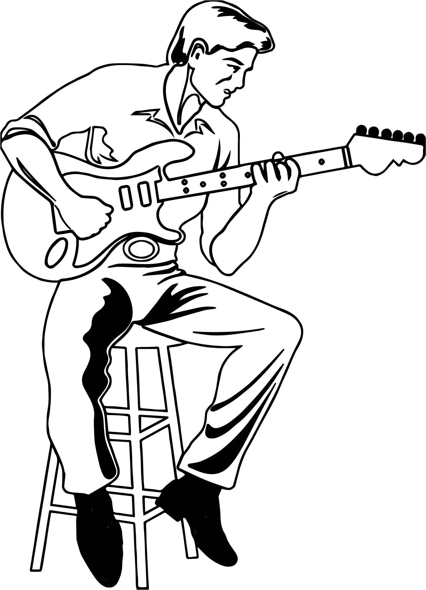 1417x1959 Man Playing Guitar Drawing