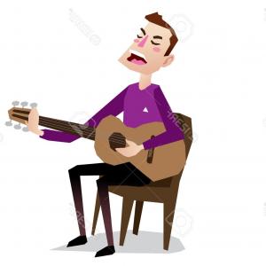 300x300 Stock Illustration Continuous Line Drawing Man Sitting Playing