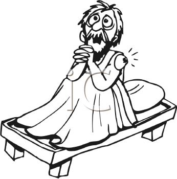 346x350 Royalty Free Clipart Image Of A Man In Bed Praying
