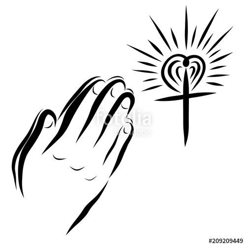 500x500 The Shining Cross And The Hands Of The Praying Man Stock Photo