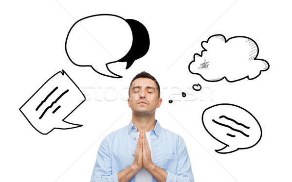 600x375 Man Praying To God With Text Bubble Doodles Stock Photo Syda