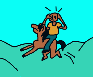 300x250 Man Holding Head While Riding Horse