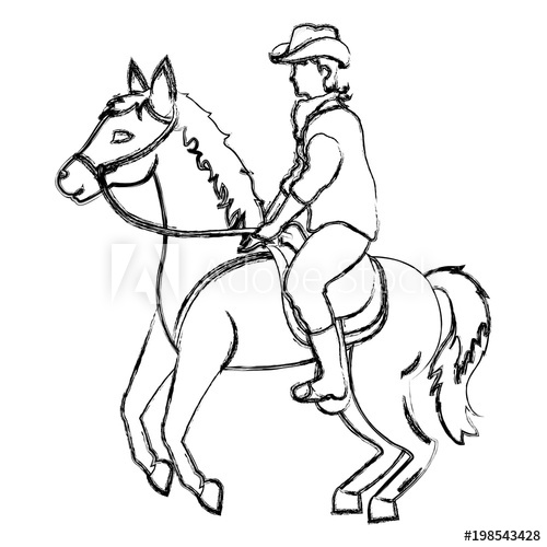 500x500 Grunge Man With Beard Ride Horse Animal