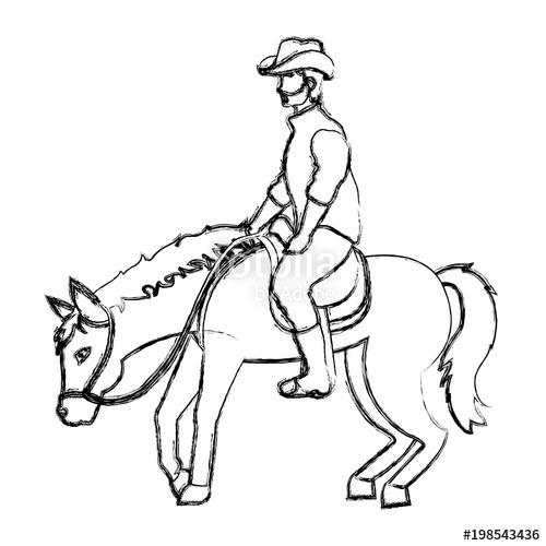 500x500 Grunge Man With Hat Ride Horse Animal Stock Image And Royalty