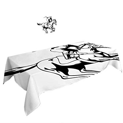 425x425 Warm Family White Ectangular Table Cloth Equestrian
