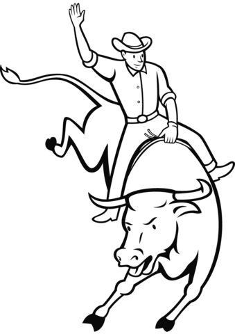 339x480 Collection Of 'bull Riding Drawing' Download More Than Images