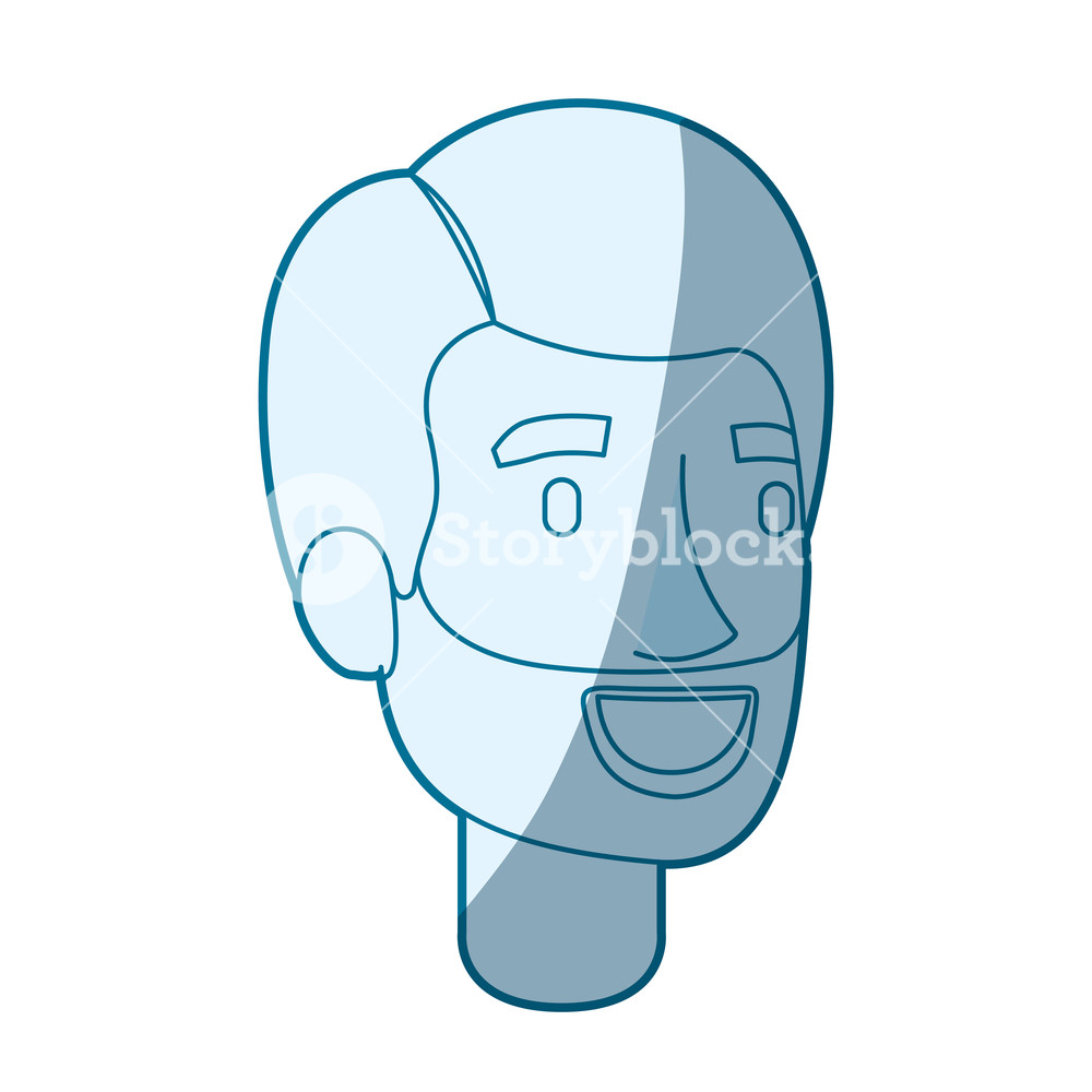 1000x1000 Blue Color Silhouette Shading Of Bearded Man Face With Side Hair