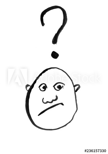 349x500 Black Brush And Ink Artistic Rough Hand Drawing Of Confused Man