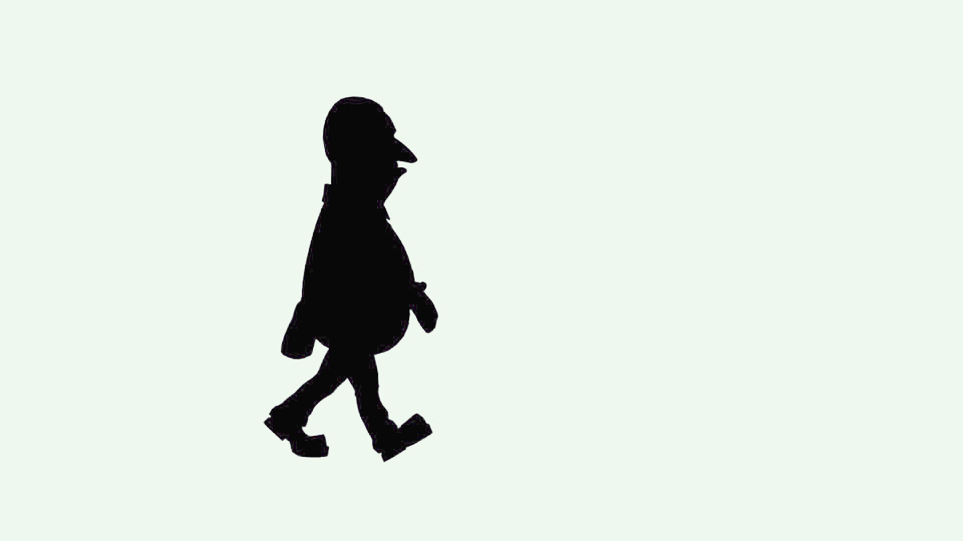 1920x1080 Silhouetted Little Man Walking Across A White Background Video