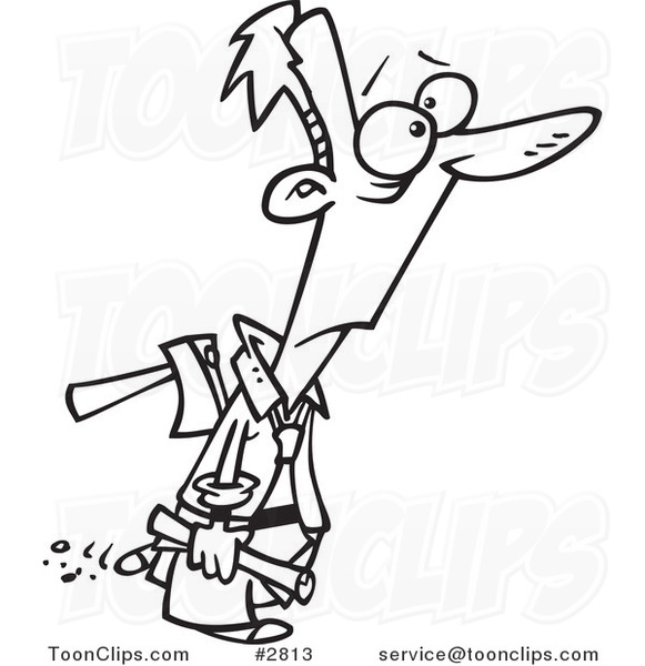 581x600 Cartoon Black And White Line Drawing Of A Business Man Walking