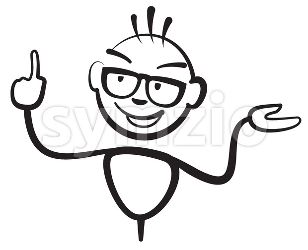 620x504 Stick Figure Man With Glasses Fingers Vector Illustration