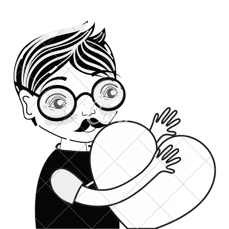 800x800 Contour Nice Man With Glasses And Heart In The Hands