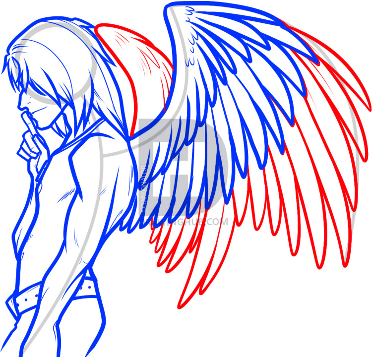 750x720 How To Draw An Angel Boy, Angel Man, Step