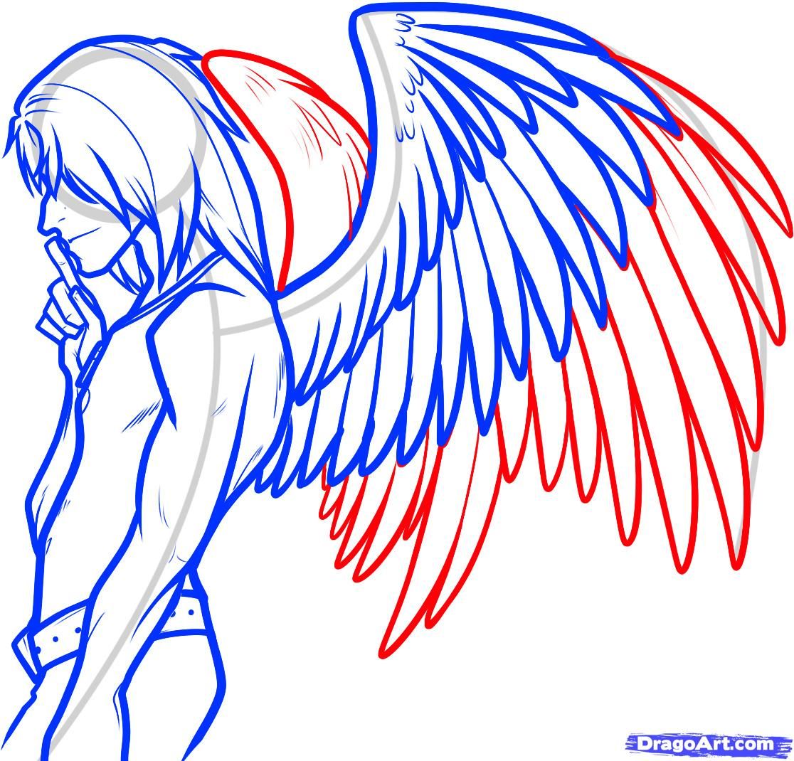 1116x1070 How To Draw An Angel Boy, Angel Man, Step