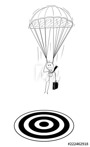 308x500 cartoon stick drawing conceptual illustration of skydiver