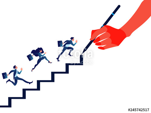 500x374 Manager Drawing Stairs For Business People Cartoon Character