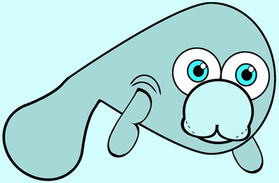 400x263 How To Draw Cartoon Manatees In Easy Step